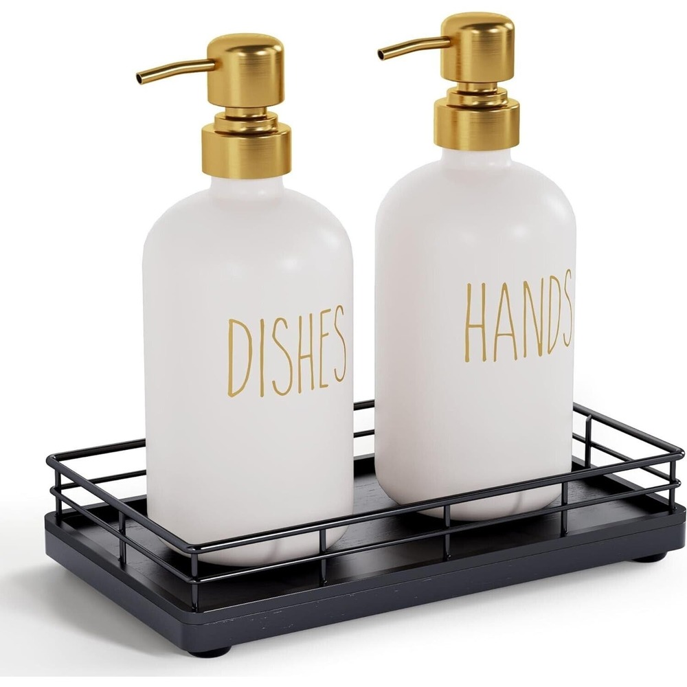 Oak Kitchen Soap Tray, 7.6" L Small Wooden Hand and Dish Soap Dispenser Tray